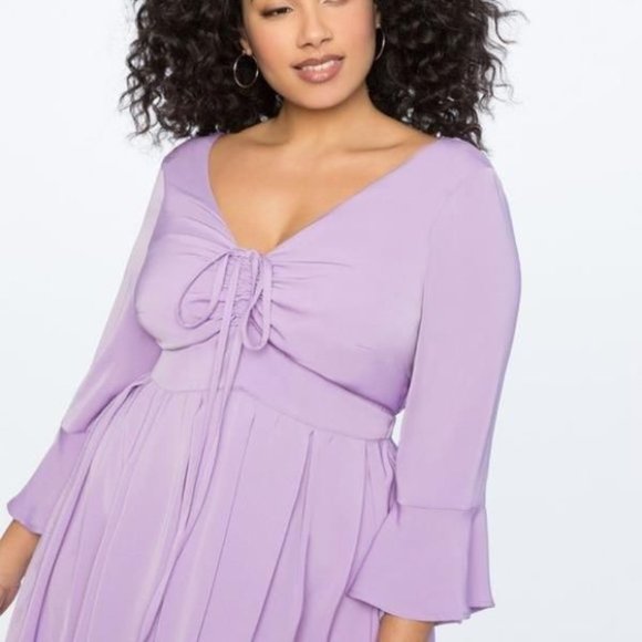 Eloquii Flare Sleeve Dress With Halter Detail 24 - Picture 3 of 4